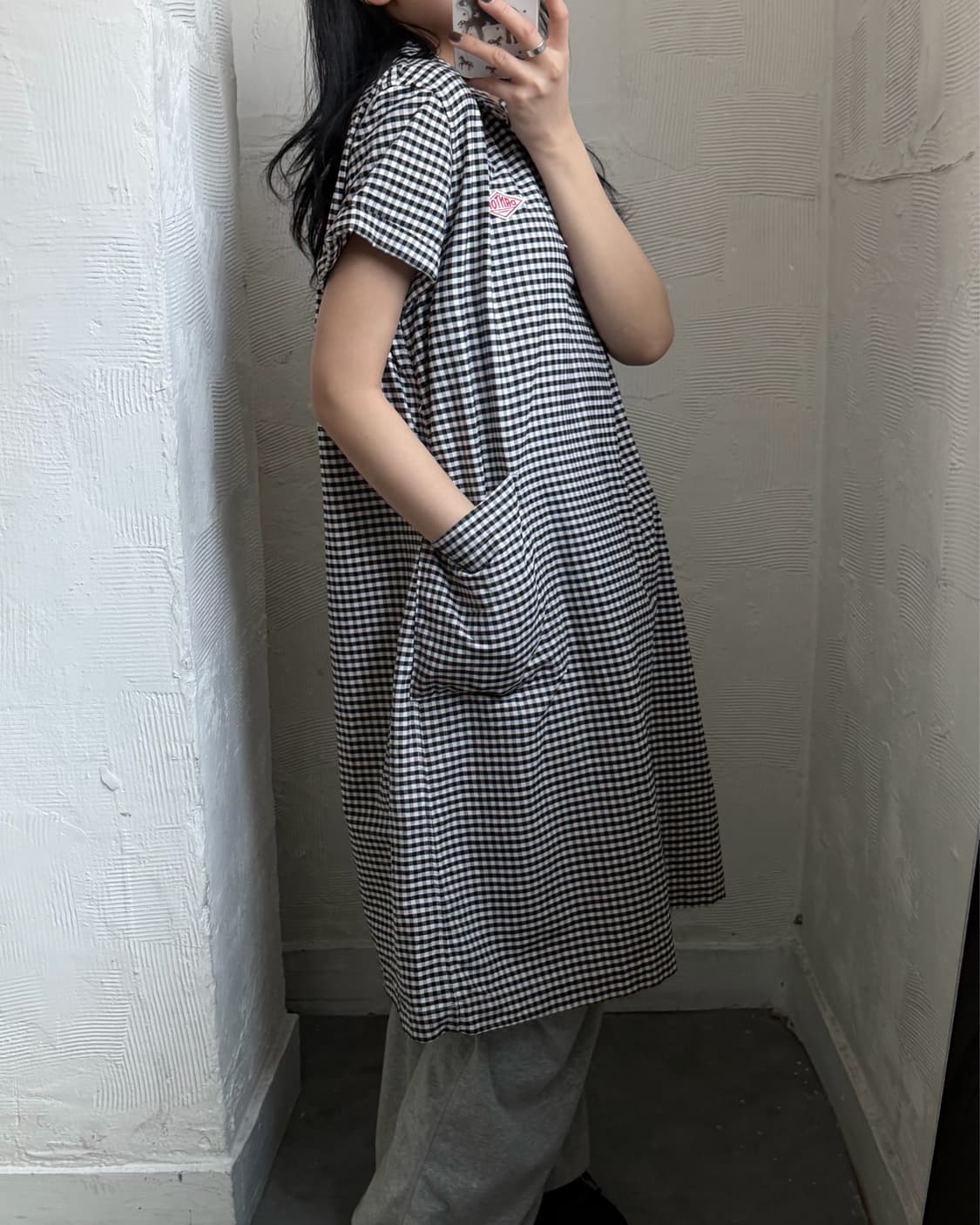 DANTON 단톤 깅엄체크 투포켓 셔츠 원피스 상품이미지7