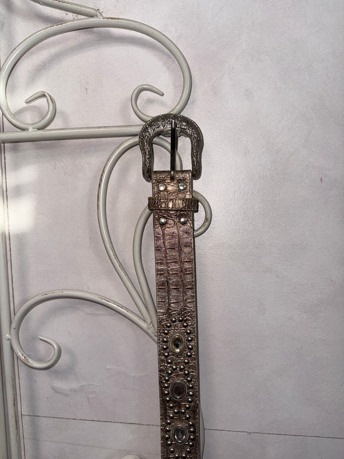 White gold python gemstone stud belt 상품이미지5