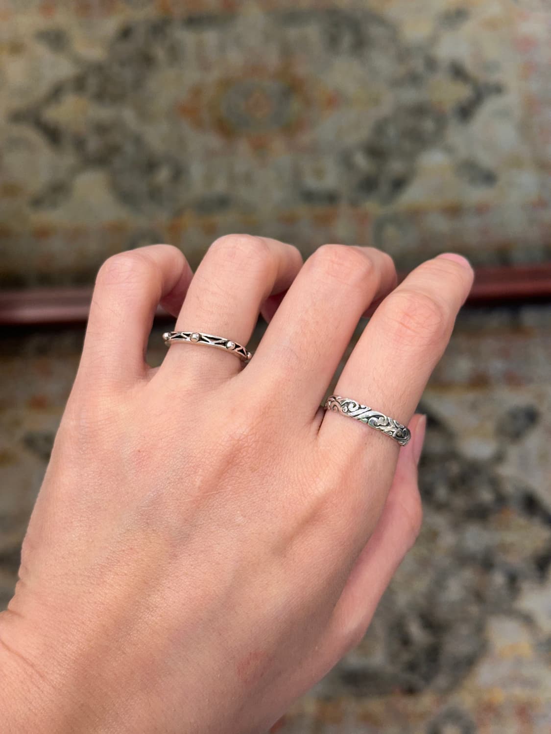 Antique Dot Thin Band 925 Silver Ring 상품이미지6