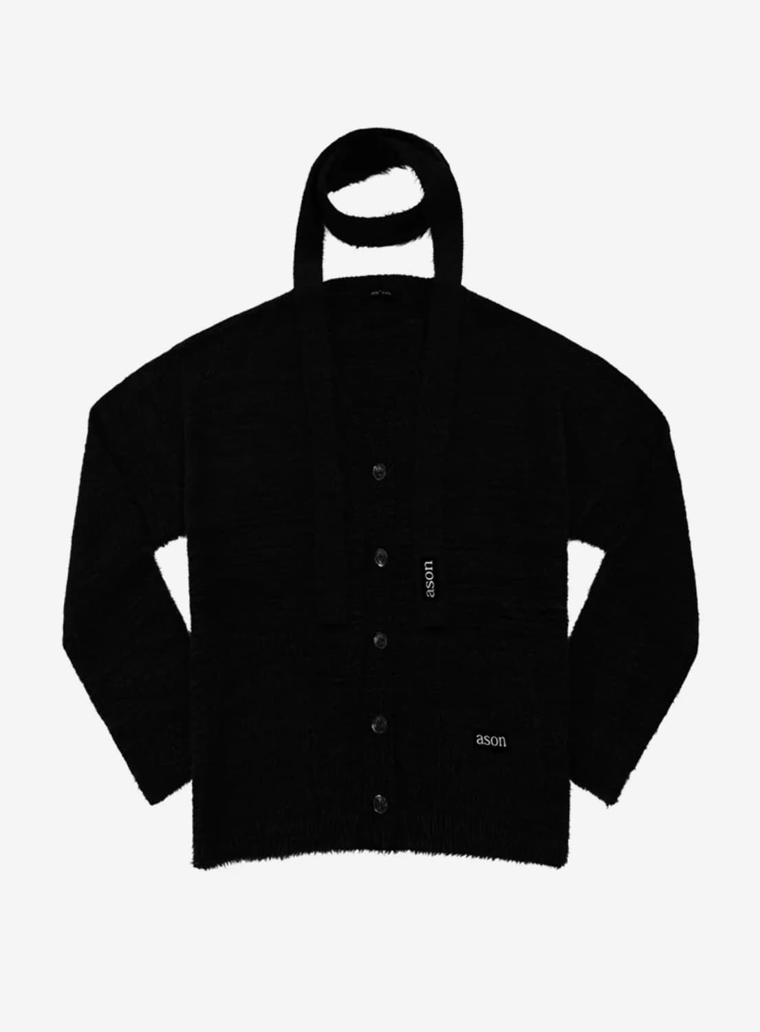 애즈온 루카 타이 가디건 블랙 상품이미지1