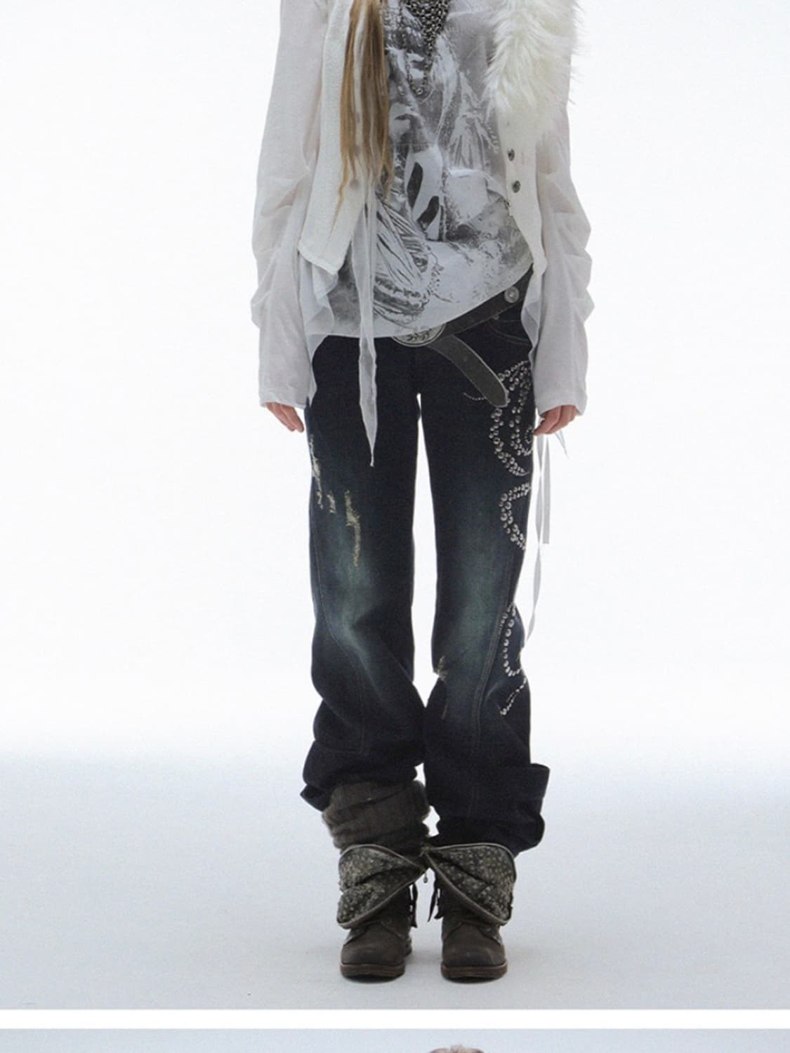 더블펀치 라인스톤 데님 M 상품이미지2