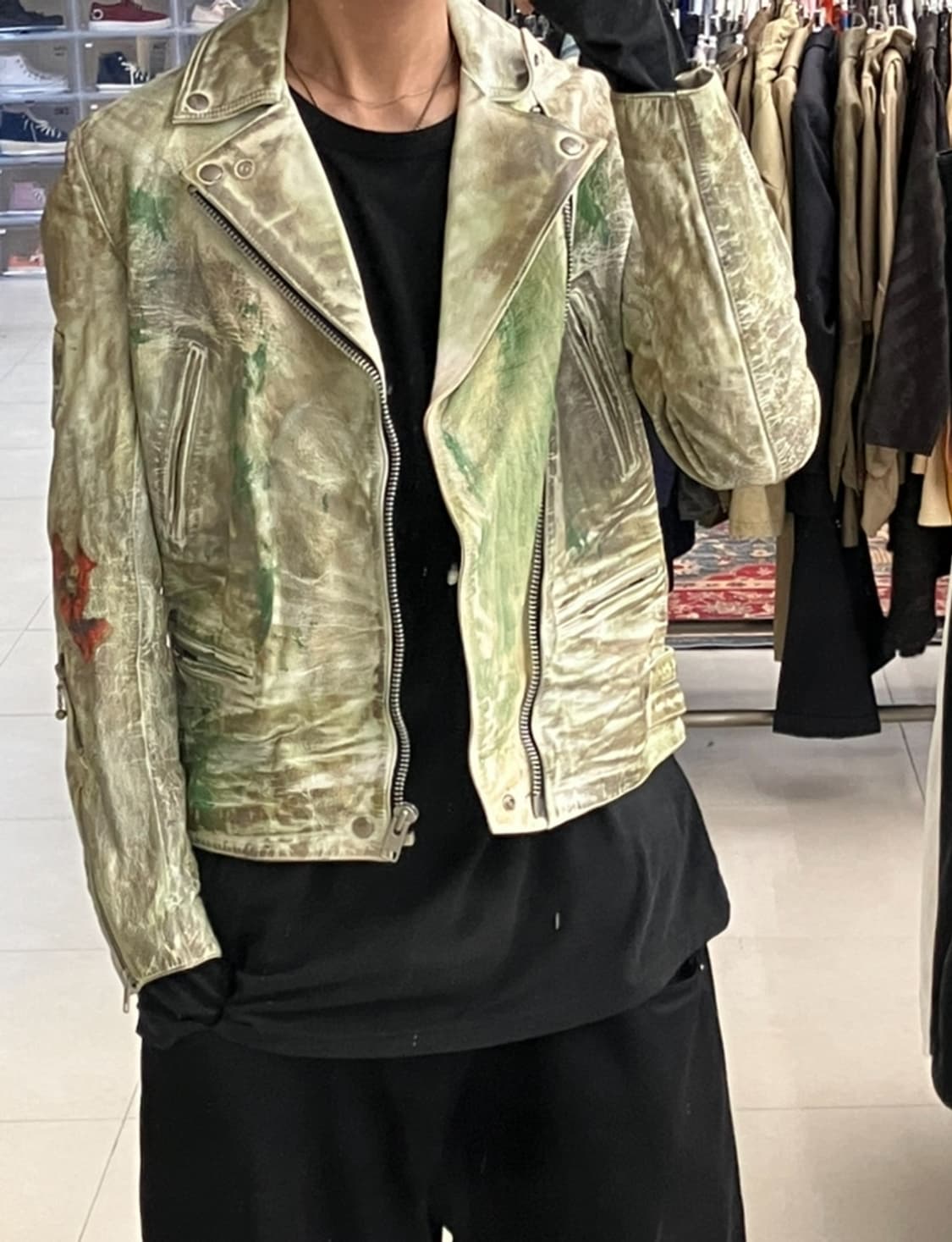 진호진스 트레쉬드 레더 라이더 자켓 S 상품이미지8