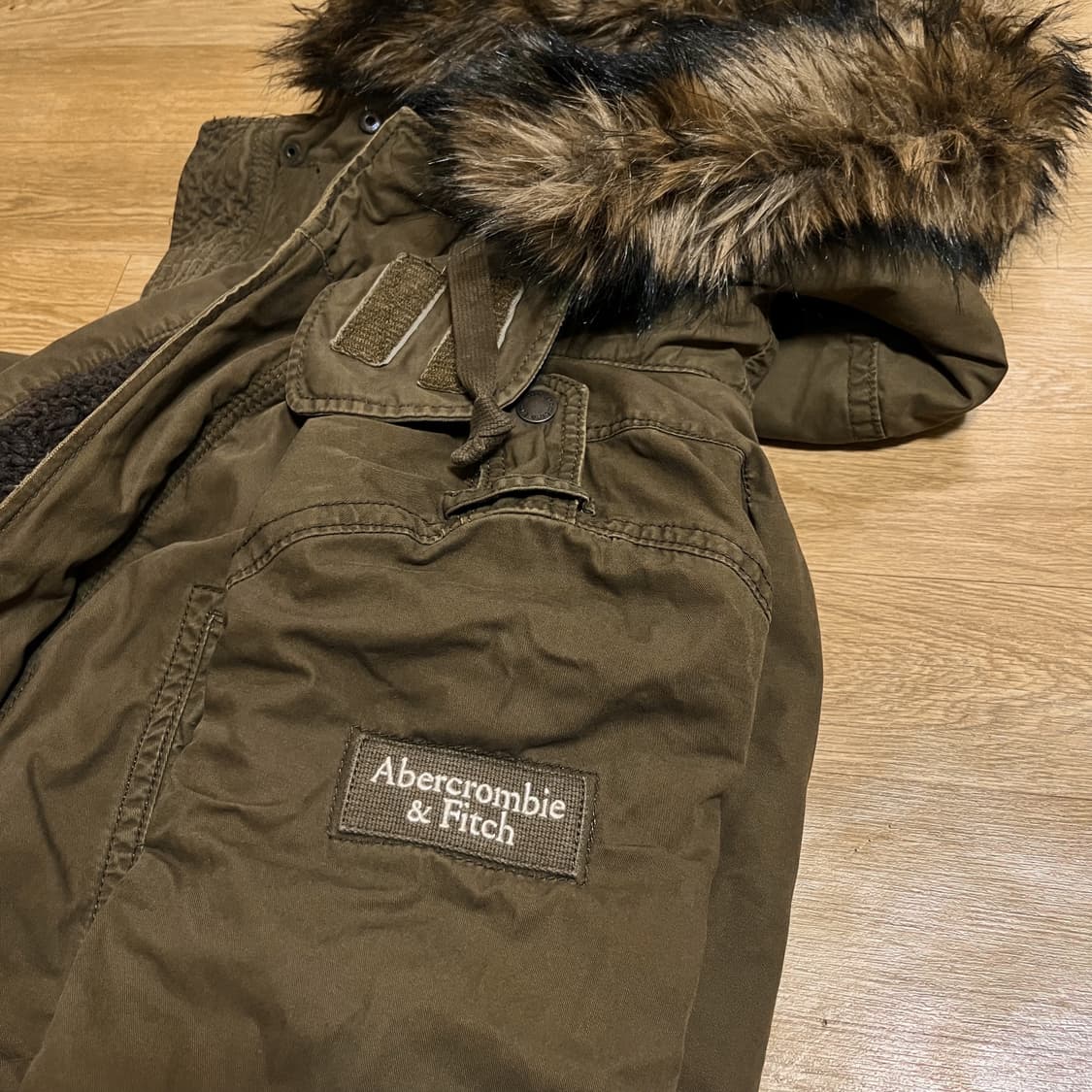 정품/오버M) 아베크롬비 프리미엄 아우터 쉐르파 양털 후드퍼 야상 패딩 상품이미지5
