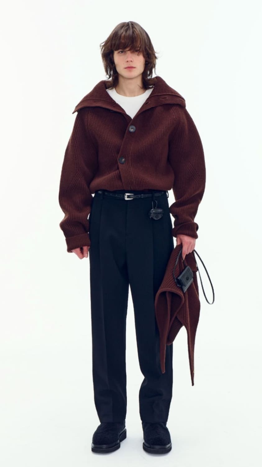 (S) 22FW 렉토 버진 울 턱 와이드 슬랙스 블랙 상품이미지5