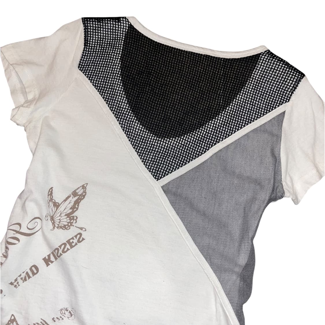 DURER 나비 프린팅 망사 반팔티 y2k펑크갸루 상품이미지5
