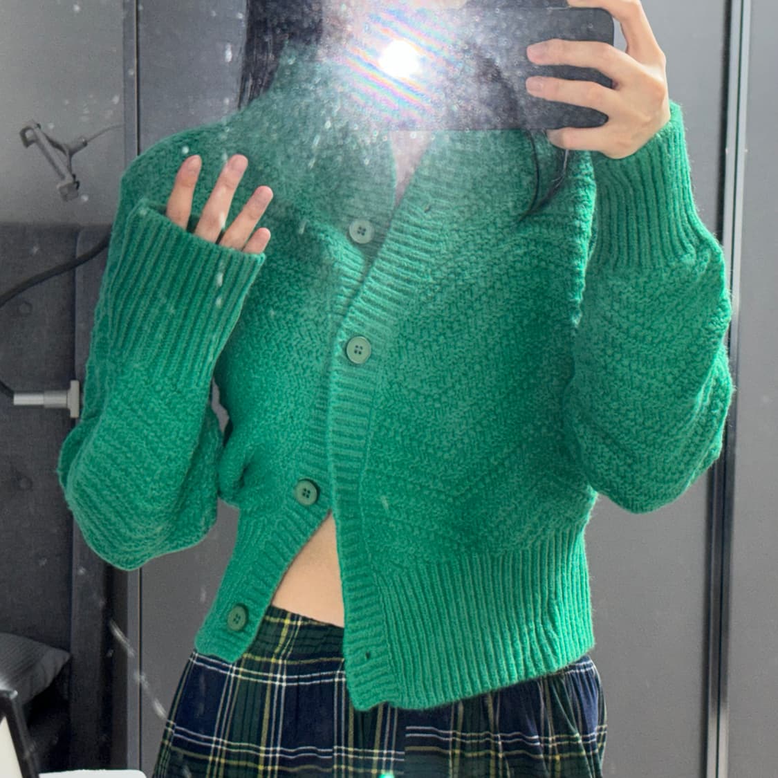 진한초록 가디건 상품이미지2