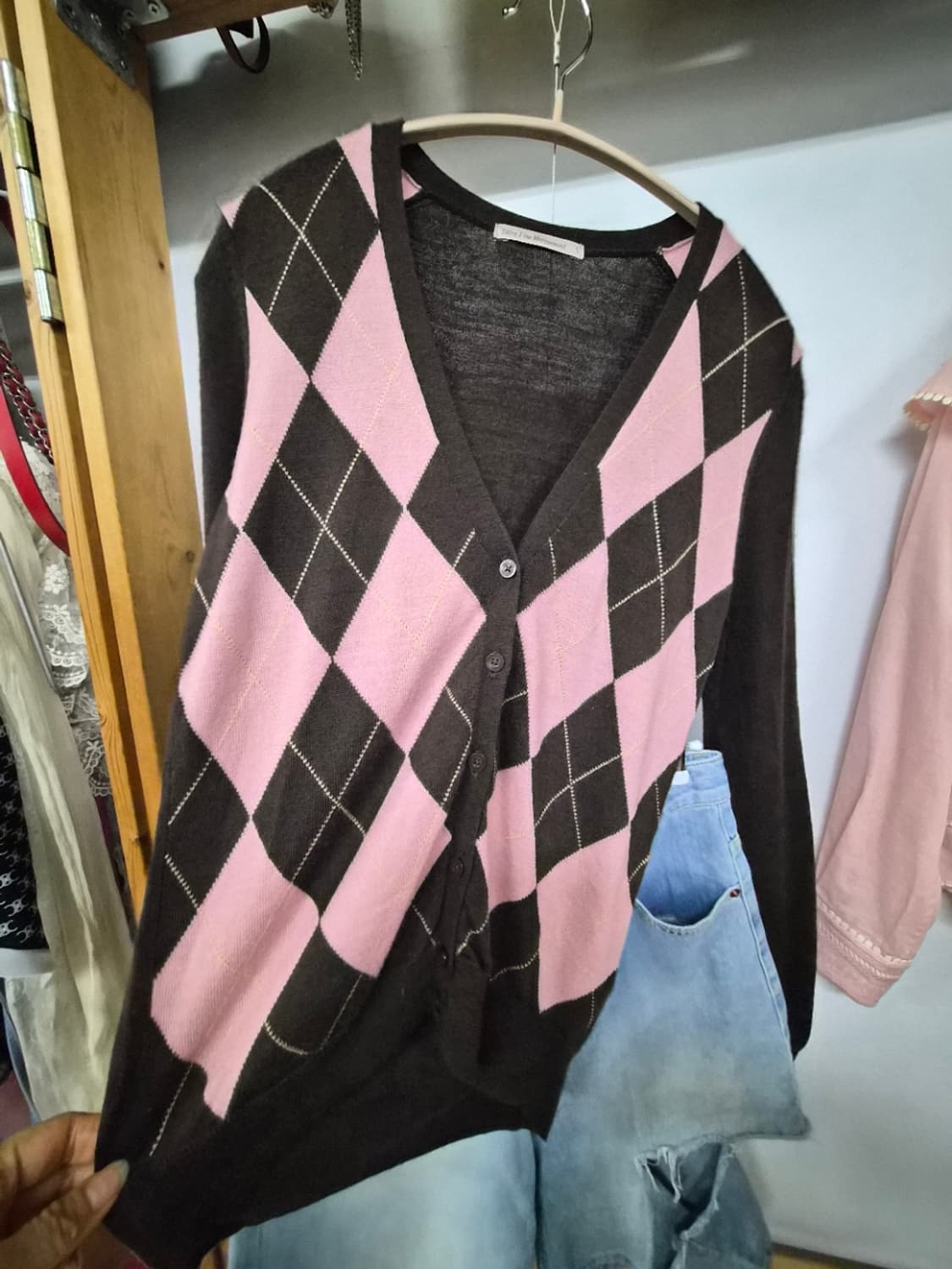 유니클로 얄상울 아가일 가디건 상품이미지3