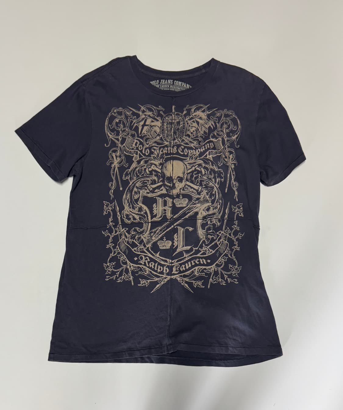 희귀!! 폴로 랄프로렌 진스 해골 프린팅 펑키 반팔 티셔츠 M 상품이미지1