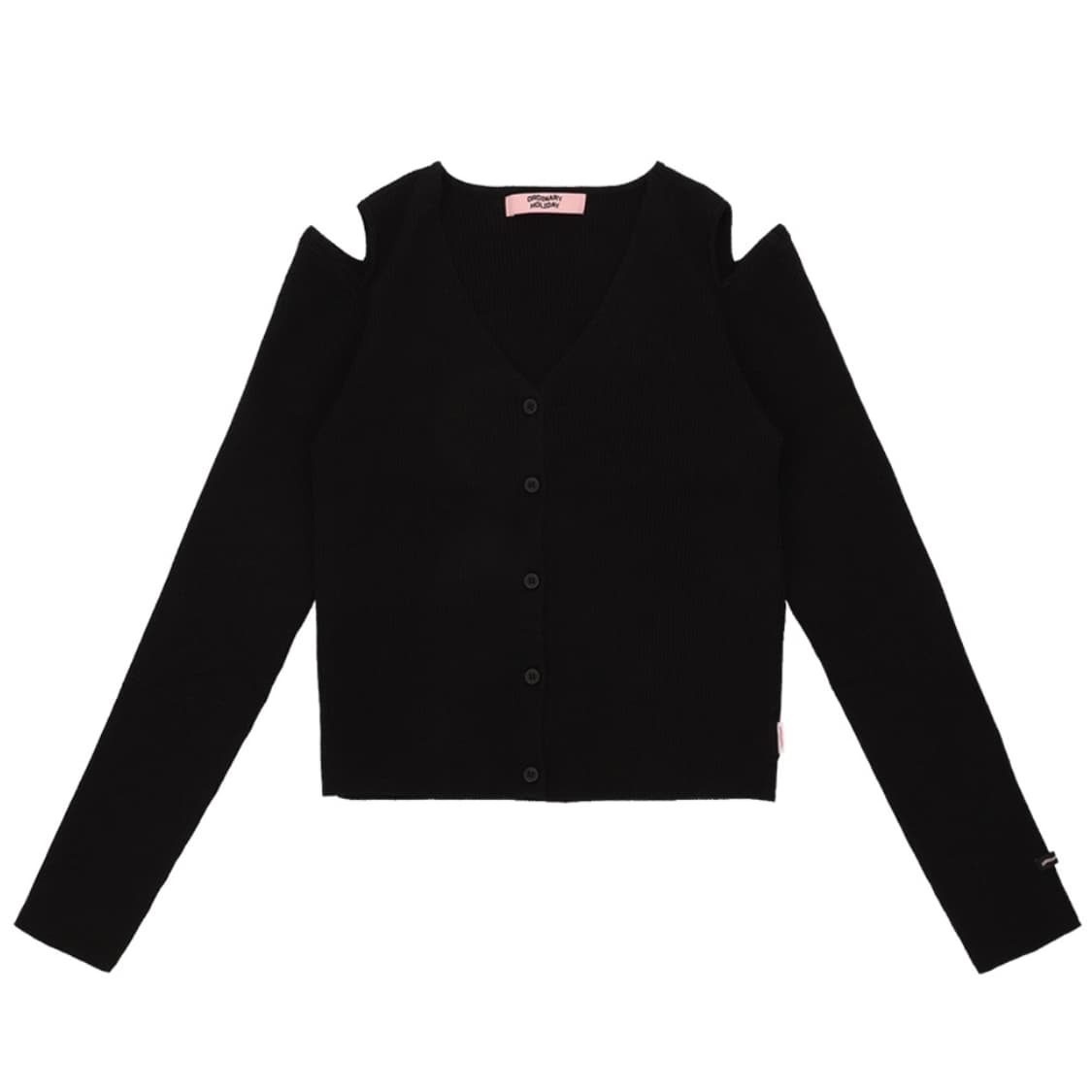 오디너리홀리데이 숄더 슬릿 가디건 블랙 상품이미지1