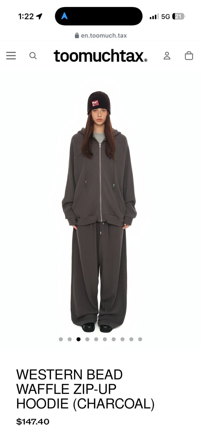 투머치택스 웨스턴비즈 와플 팬츠 차콜 상품이미지3