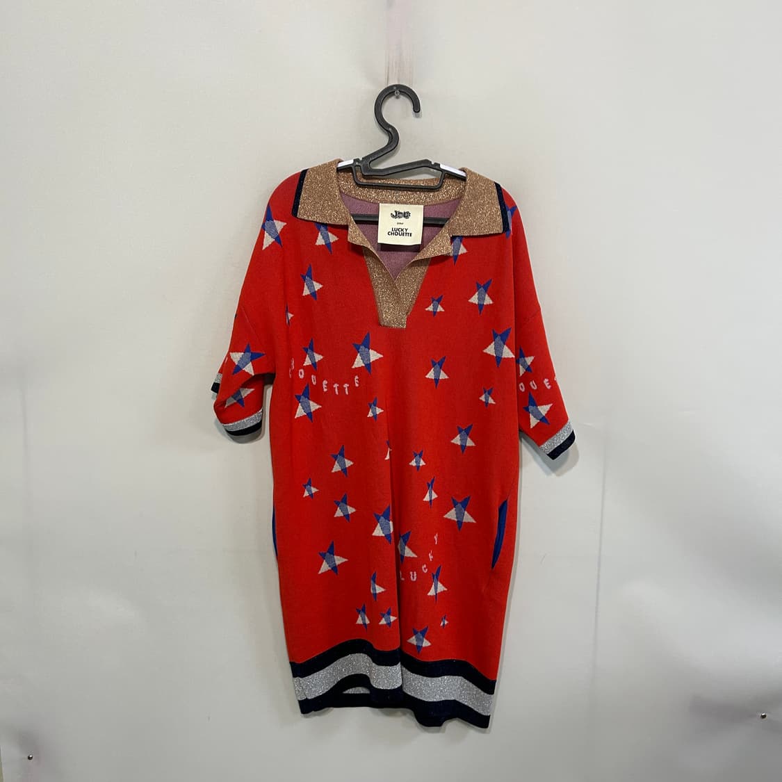 럭키슈에뜨 별 패턴 니트 원피스 F 상품이미지1