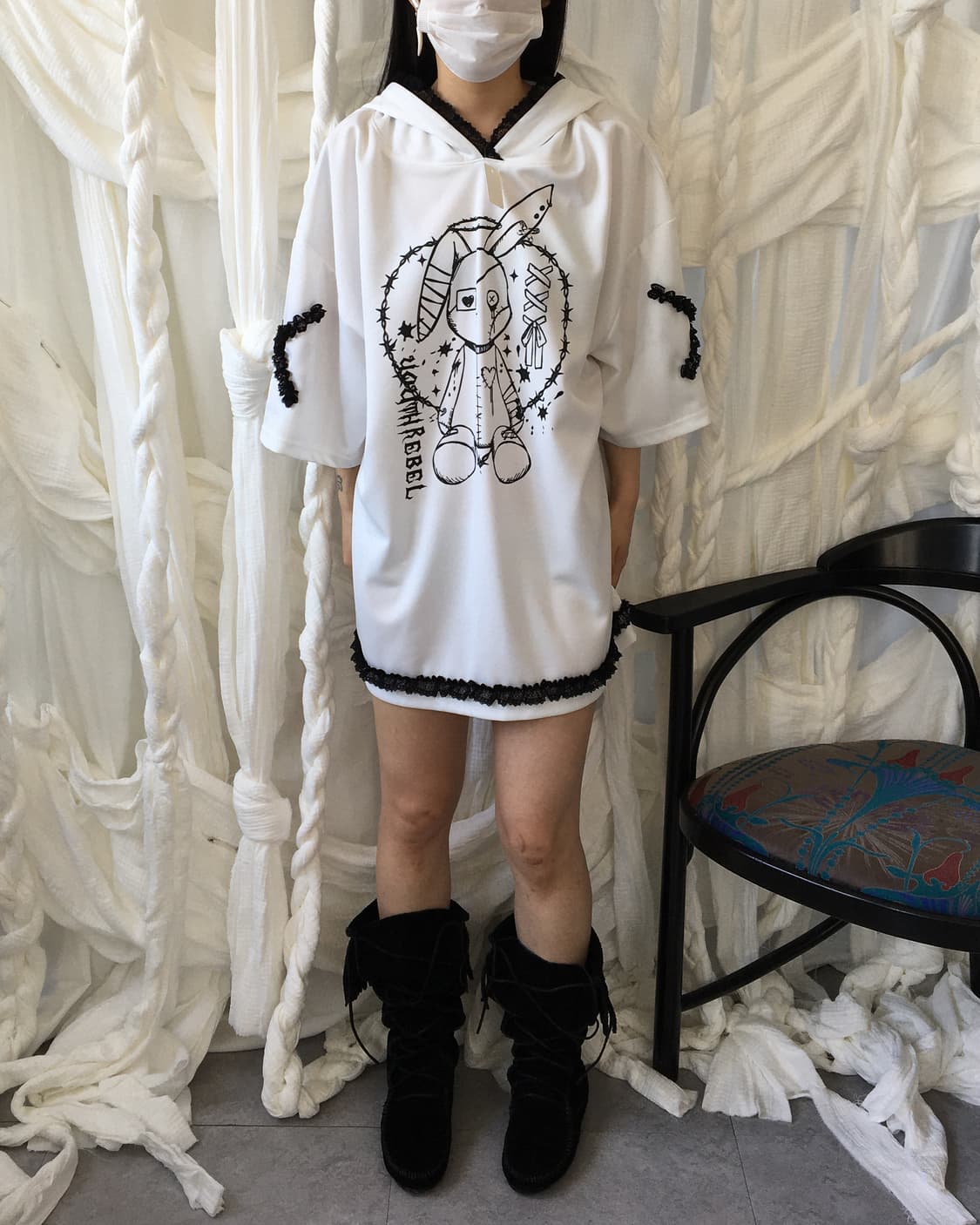 Rabbit ear hood printing hood 상품이미지1