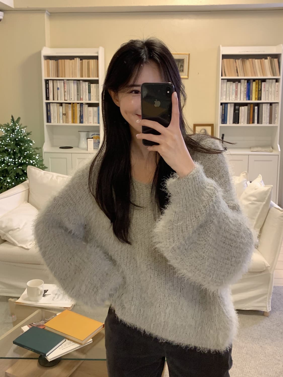 [새상품] 민트그레이 브이넥 니트 상품이미지3