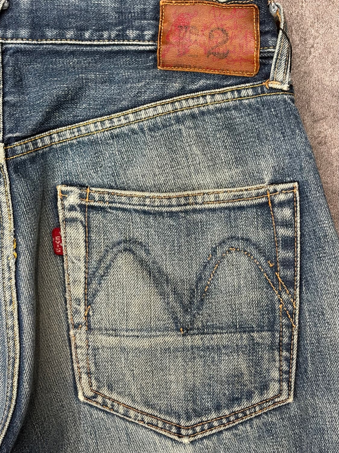 90s Evisu 에비수 초기형 evis 황소패치 셀비지 데님 상품이미지6