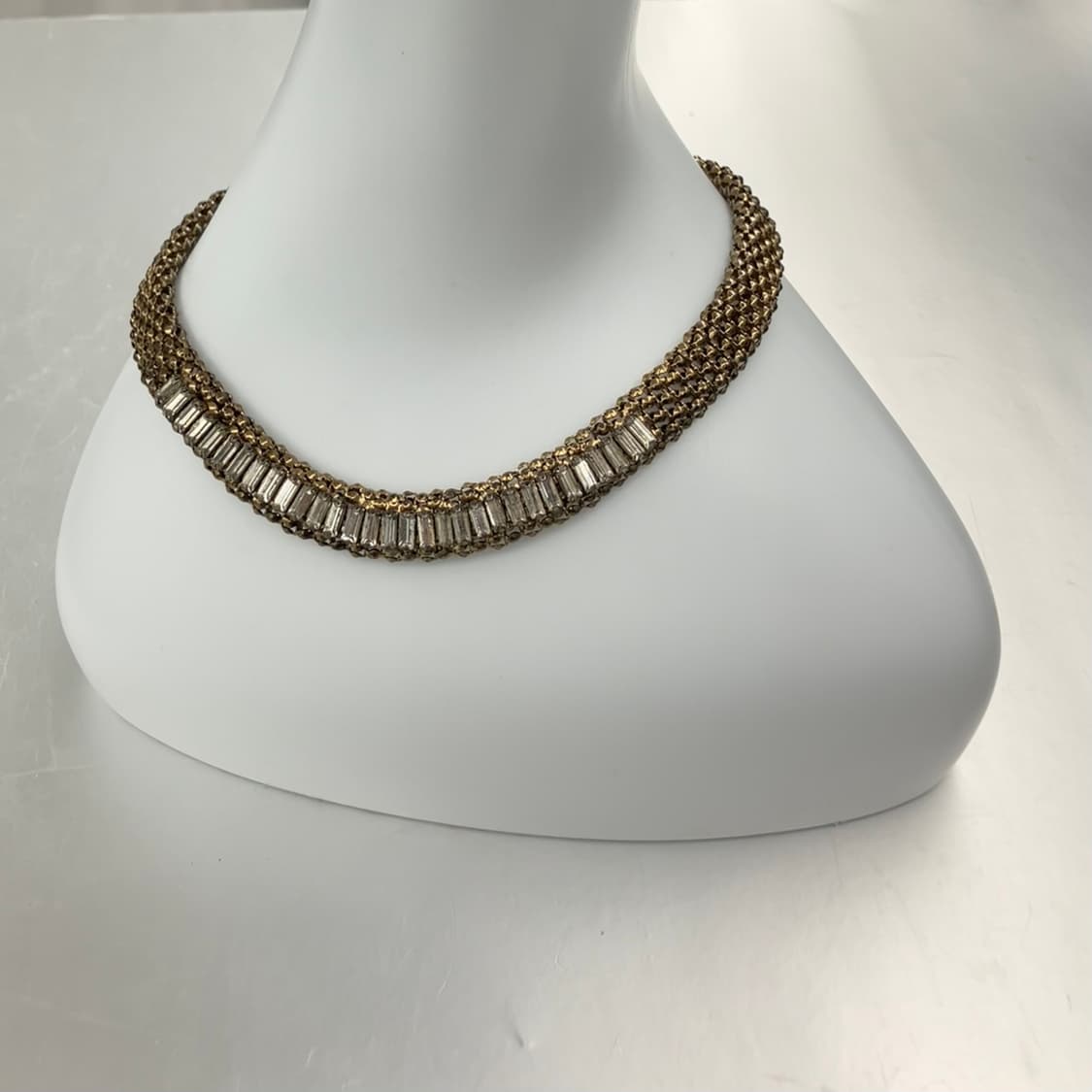 골드 메쉬 체인 바게트 스톤 목걸이 상품이미지1