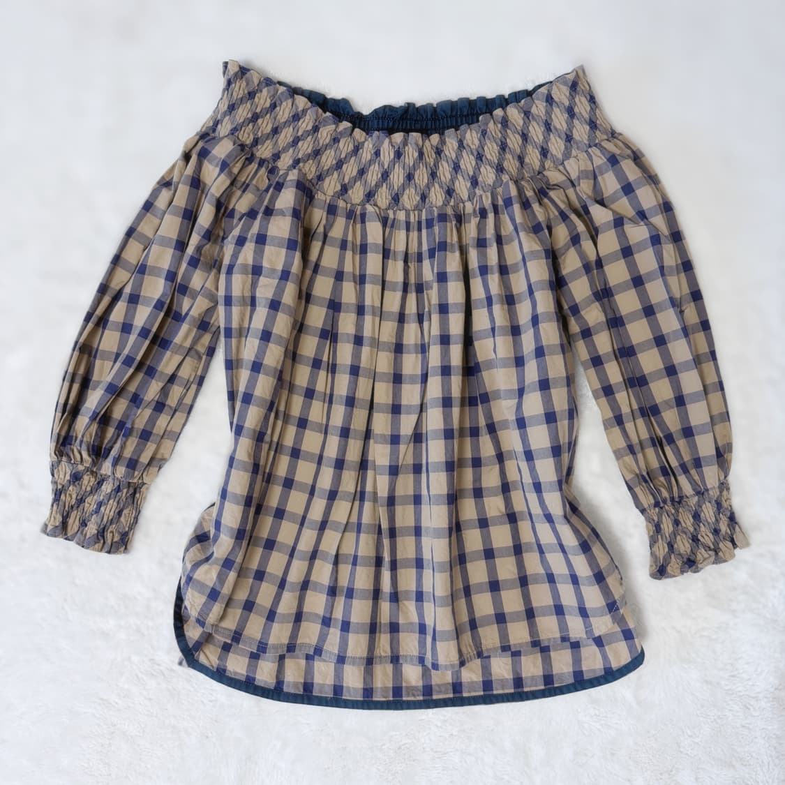 YORI 라떼갸루 모리걸 하구미 스즈코 어항 오프숄더 피크닉 블라우스 상품이미지1