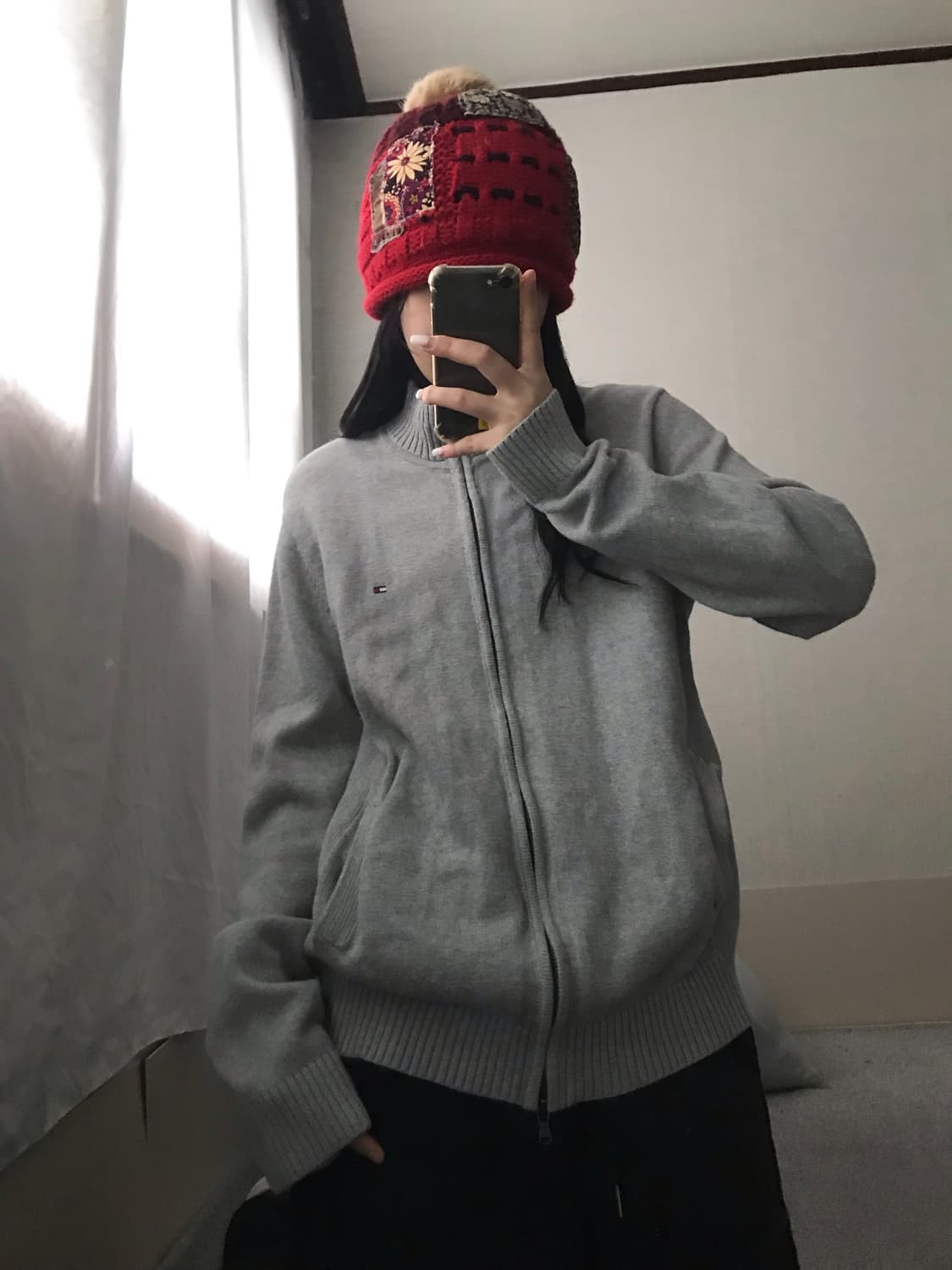 타미힐피거 그레이 루즈핏 니트집업 상품이미지4