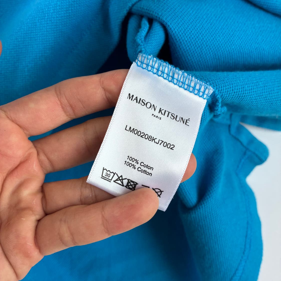 Maison kitsune  메종키츠네 폭스헤드 라이트블루 카라 반팔티 상품이미지4