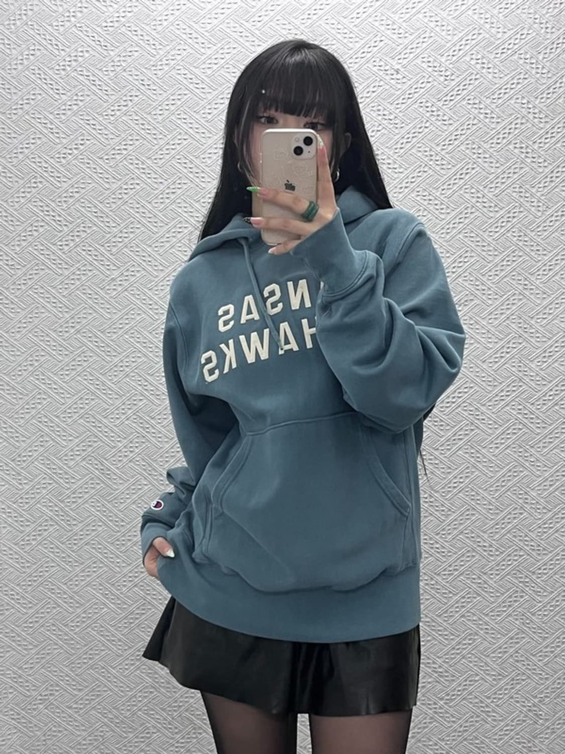 챔피온 빈티지 리버스위브 캔자스 제이호크 후드티 S C08975 상품이미지2