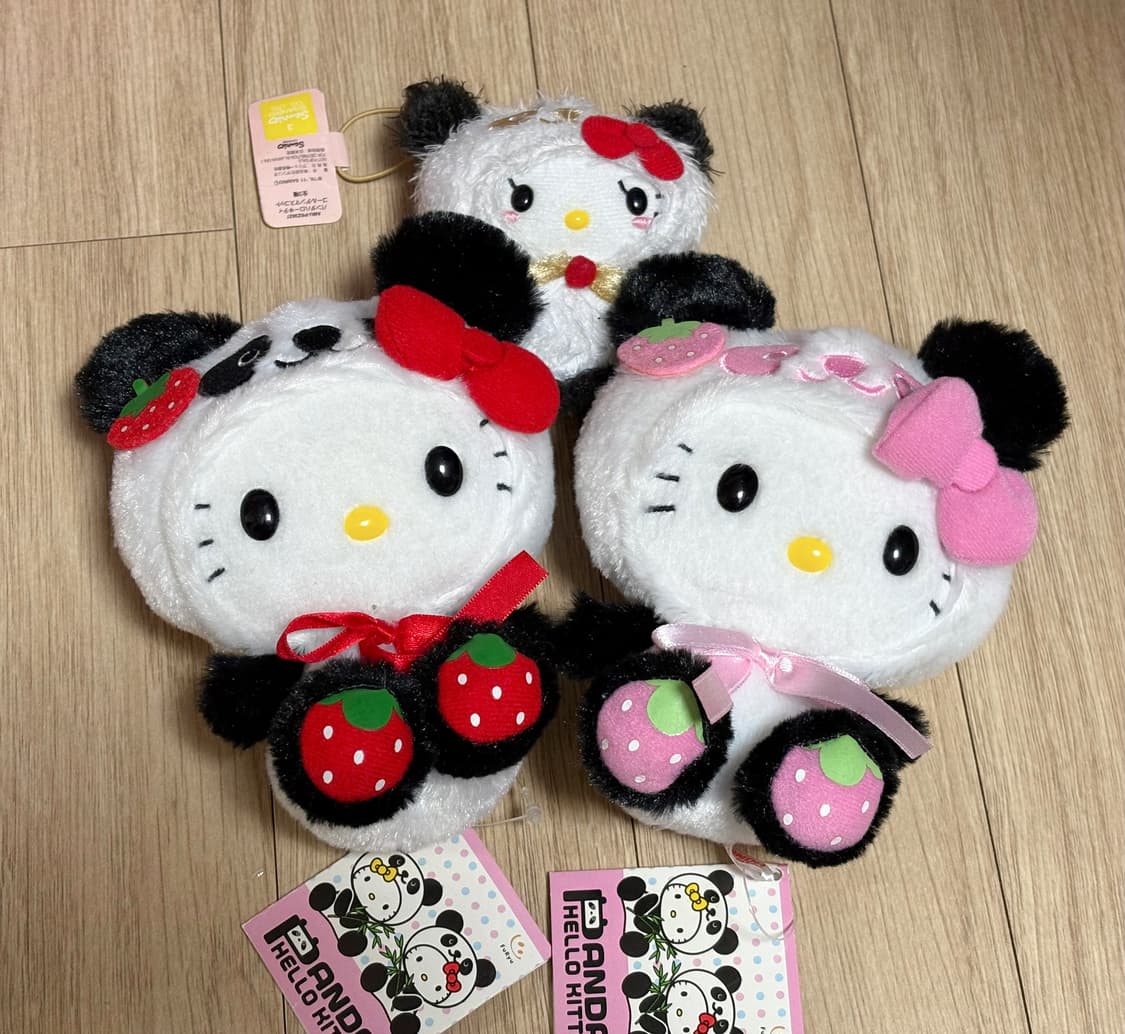 일괄/레어) 고전 딸기 판다 키티 인형 상품이미지1