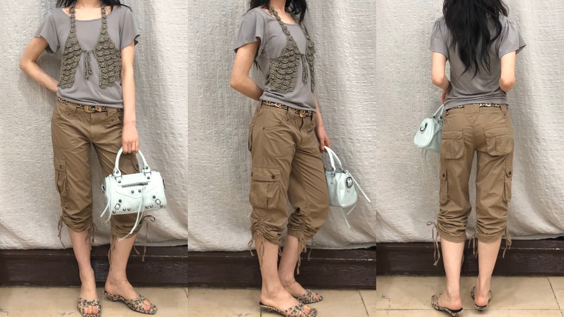 ribbon shirred capri pants 상품이미지4