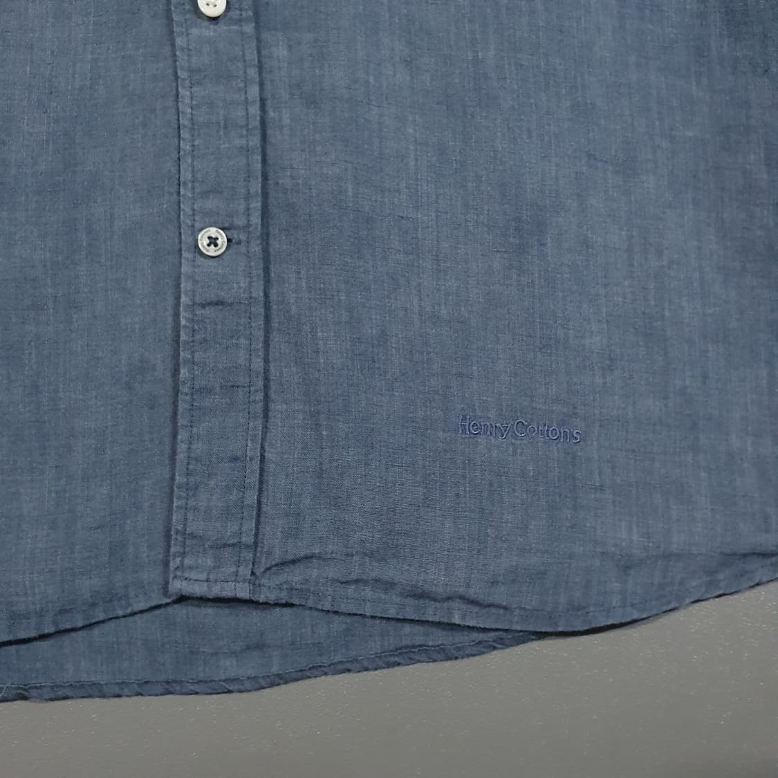 L (100) 헨리코튼 신형 22ss 솔리드 버튼다운 린넨 마 셔츠 남방 상품이미지4