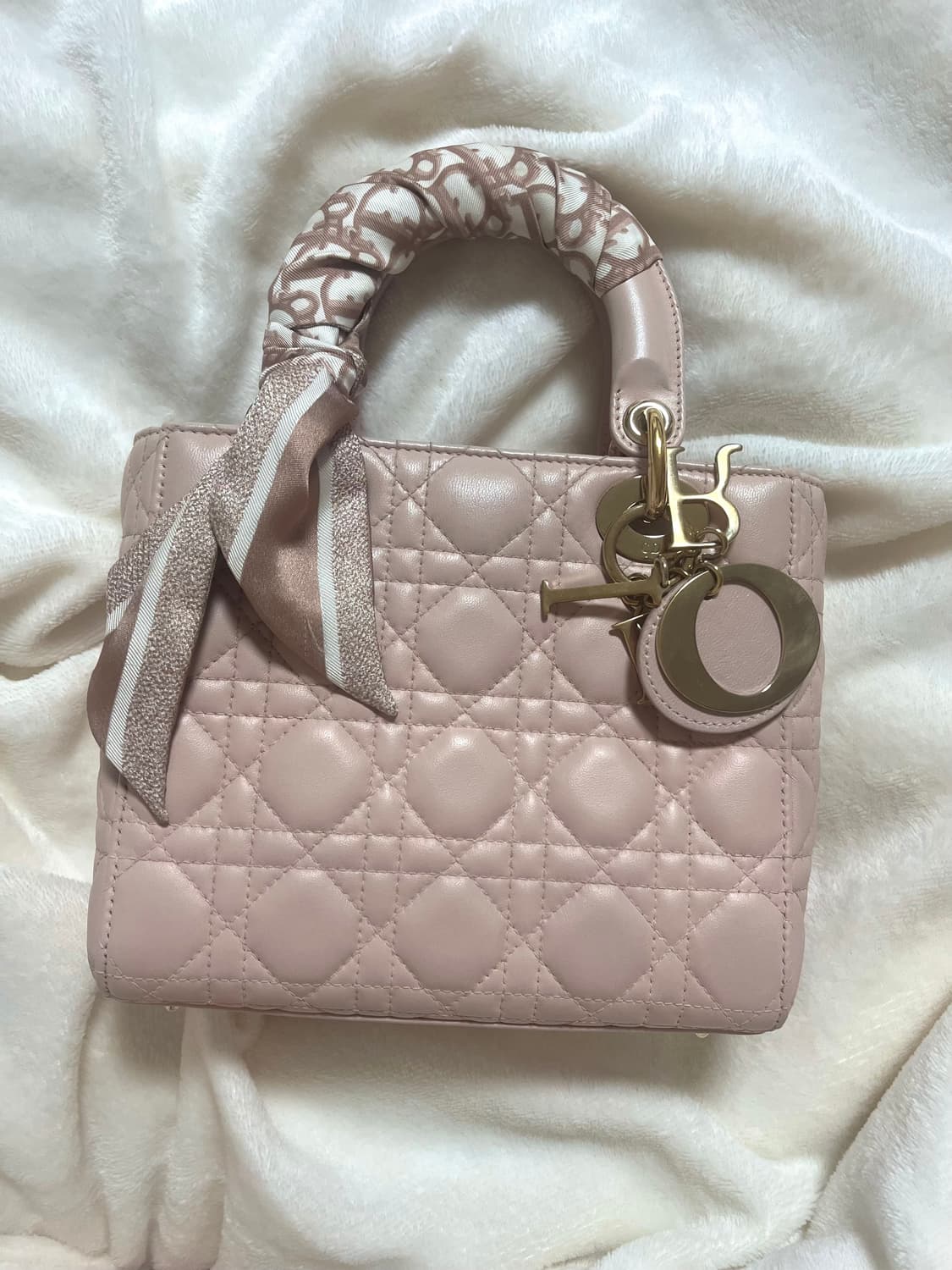 [정품] 레이디디올 스몰 디올 숄더백 가방 백 파우더핑크 미챠 스카프 상품이미지1