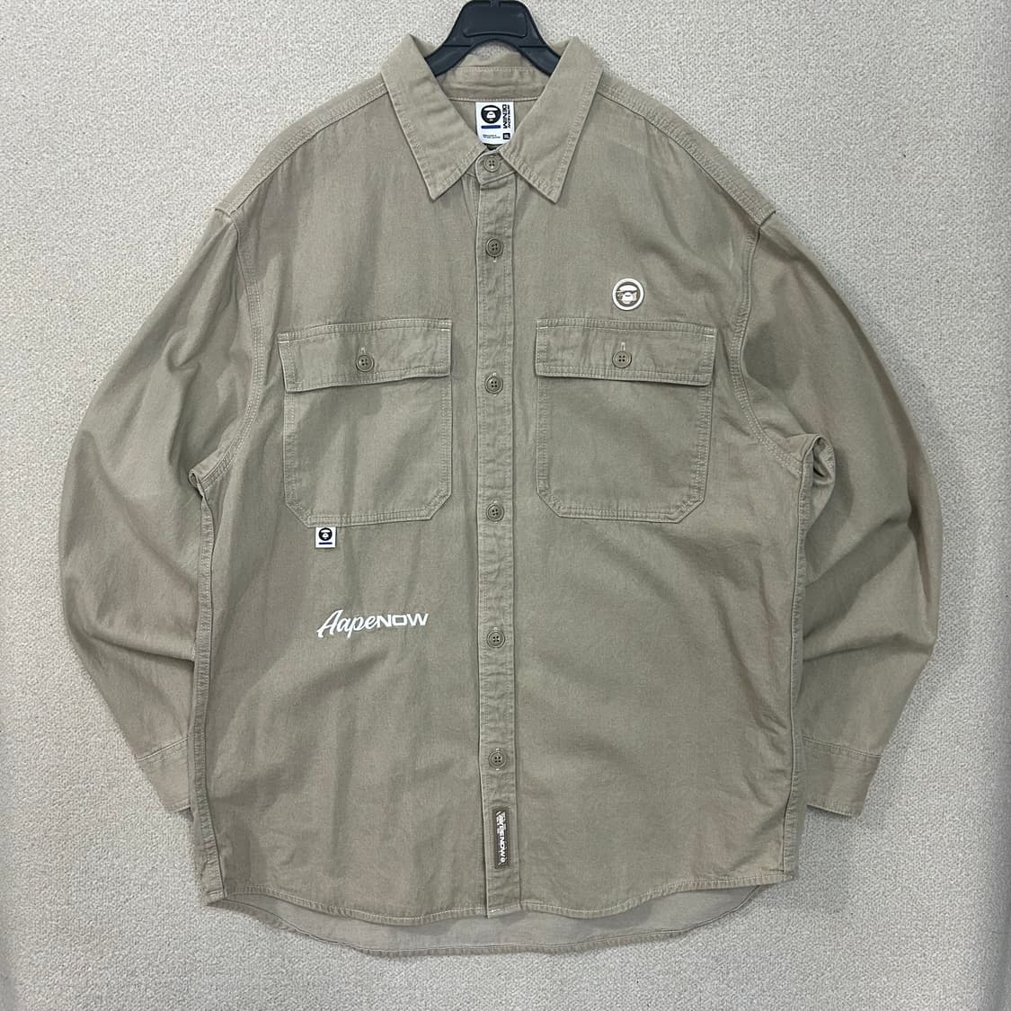 (XL) AApe 에이프 로고 아플리케 데님 셔츠 상품이미지1