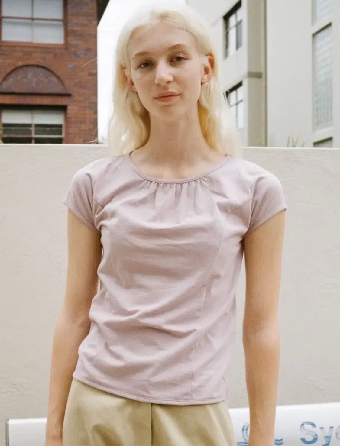 페스토) SHIRRING T-SHIRT ROSE 상품이미지1