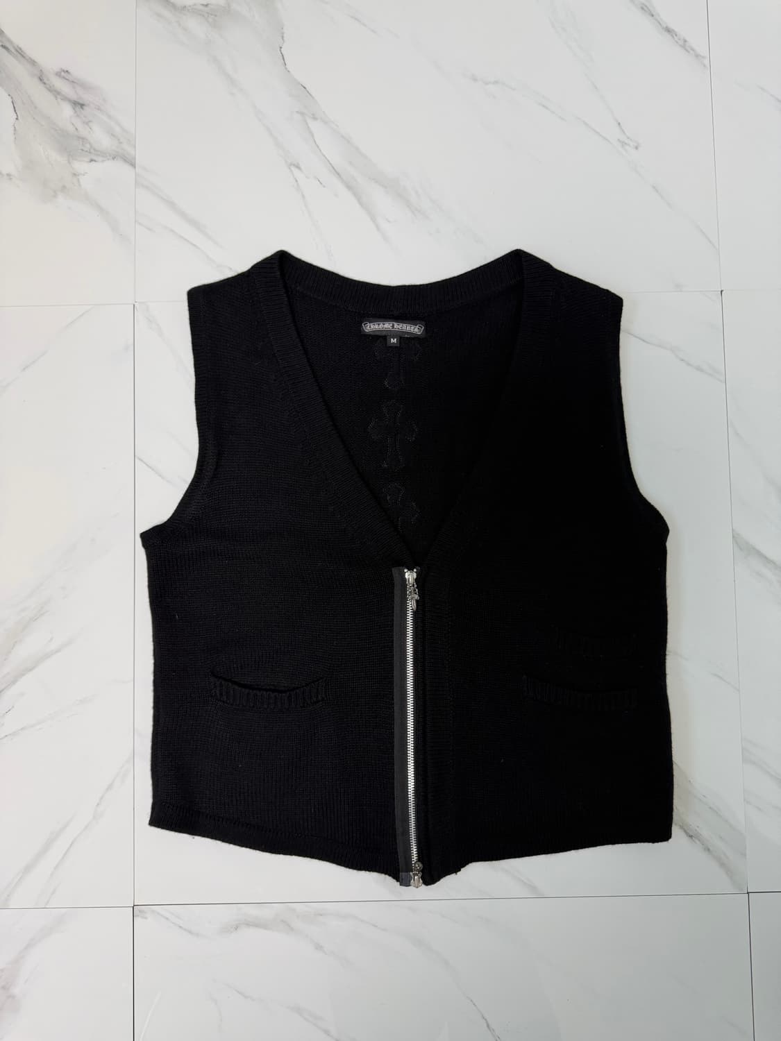 새상품급 크롬하츠 레더패치 캐시미어 파파 베스트 자켓 M 상품이미지2