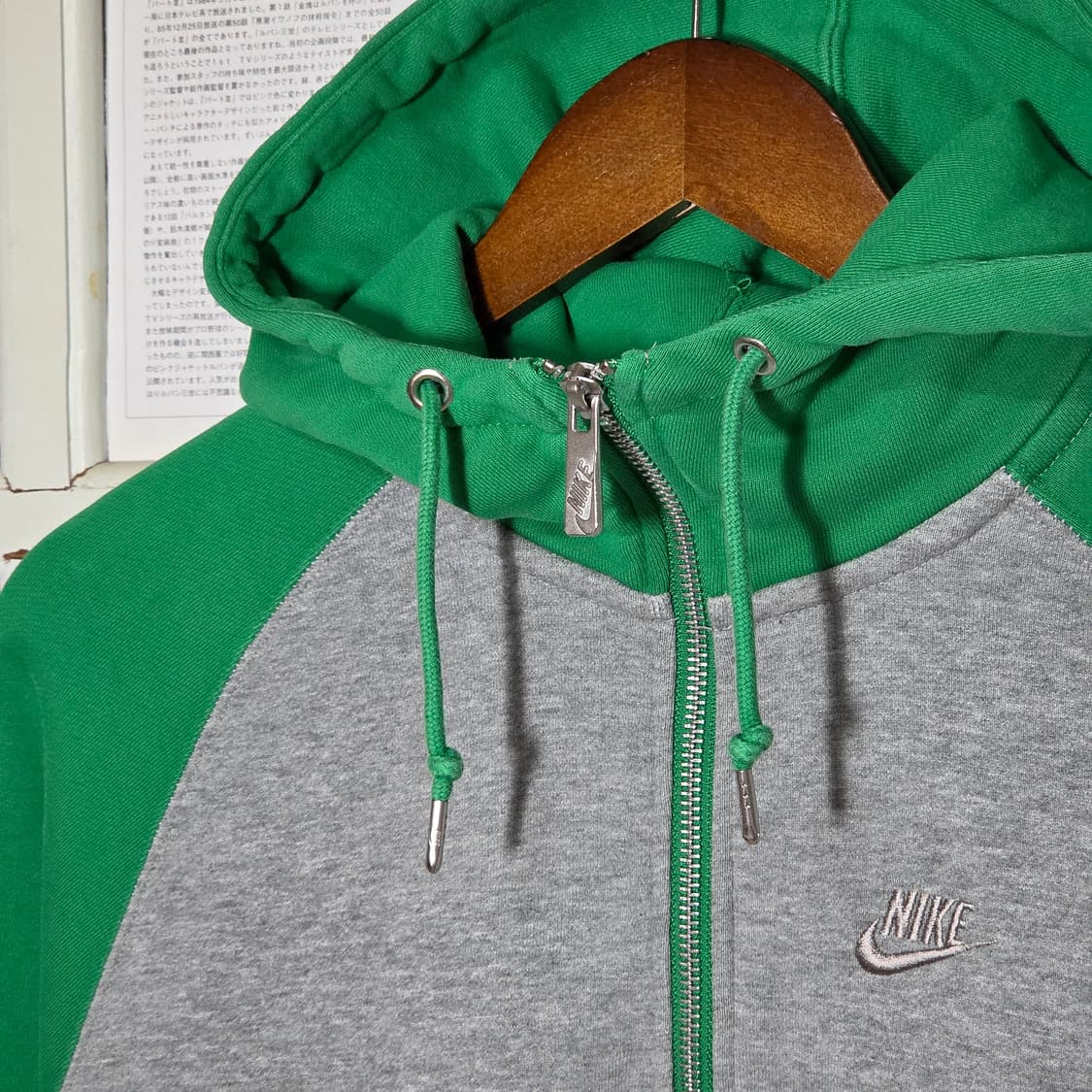나이키 그린 배색 아노락 반집업 후드티 상품이미지3