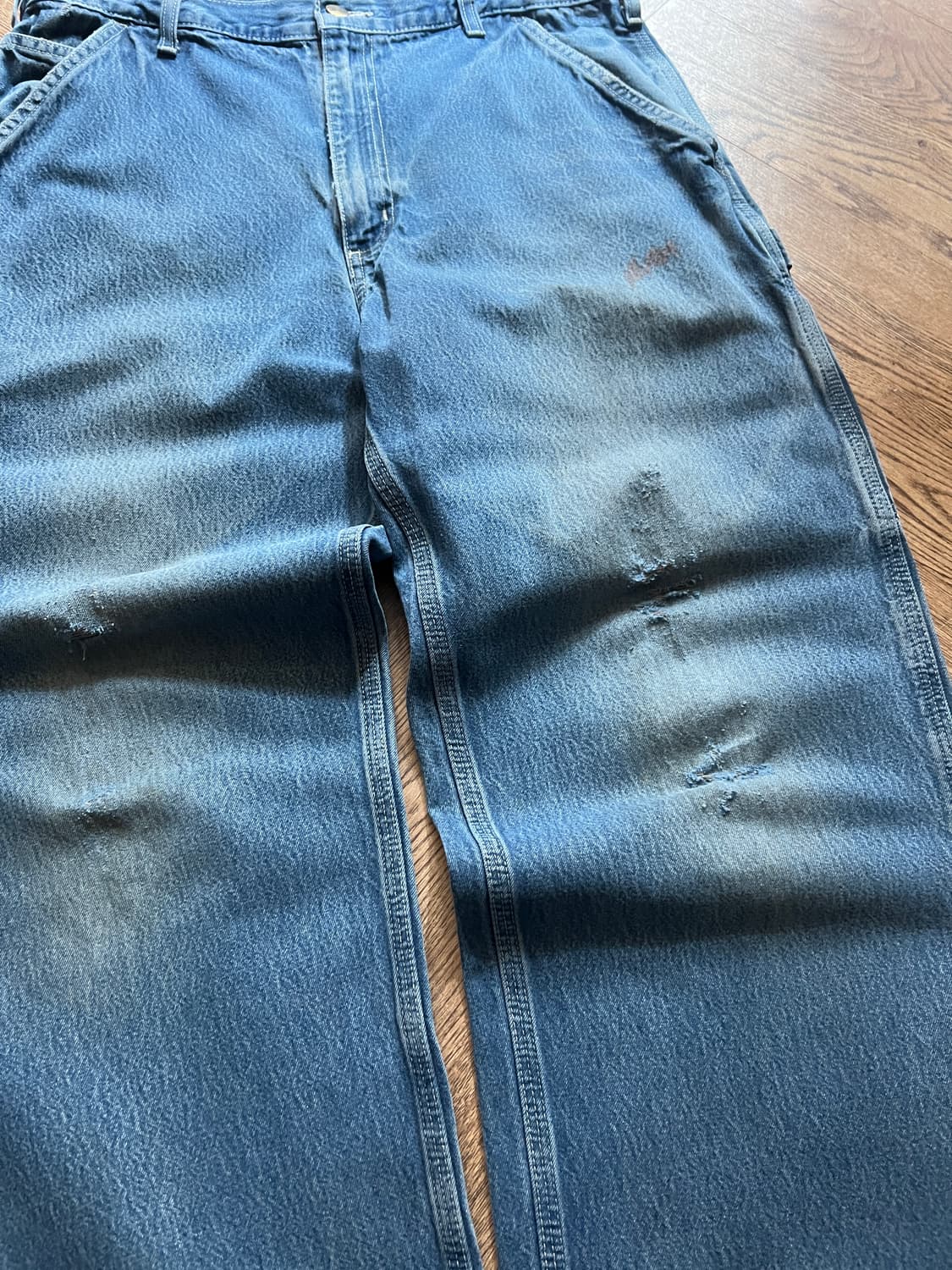 [36]칼하트 USA 덩가리핏 빈티지 워싱 싱글니 카펜터 워크 데님 팬츠 상품이미지4