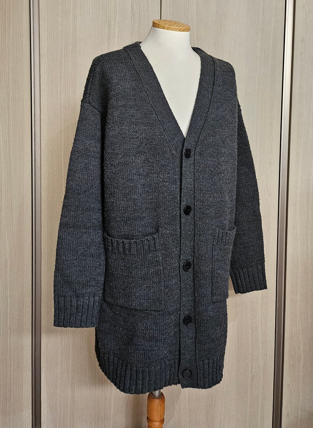 (드라이클리닝)앤듀 롱니트 가디건 free 루즈핏 차콜그레이 가디건 상품이미지3