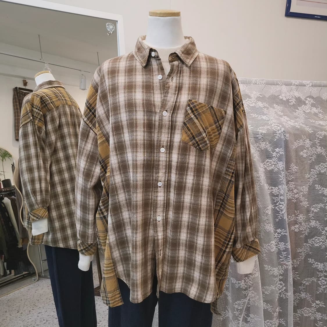 Gentle is.. 패치워크 면셔츠 상품이미지8