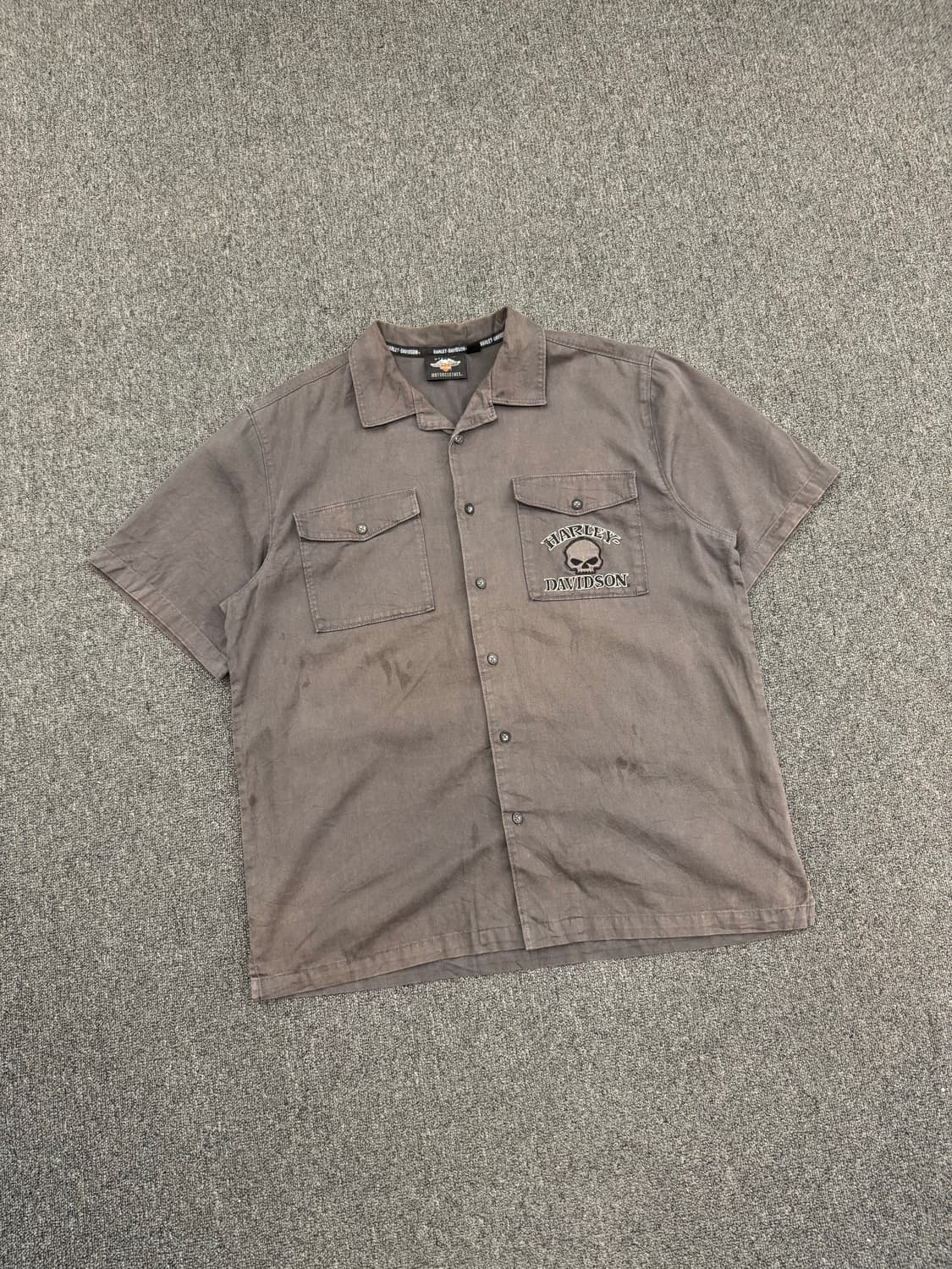 XL)할리데이비슨 빈티지 윌리 G-스컬 자수 워크 반팔 셔츠 상품이미지2