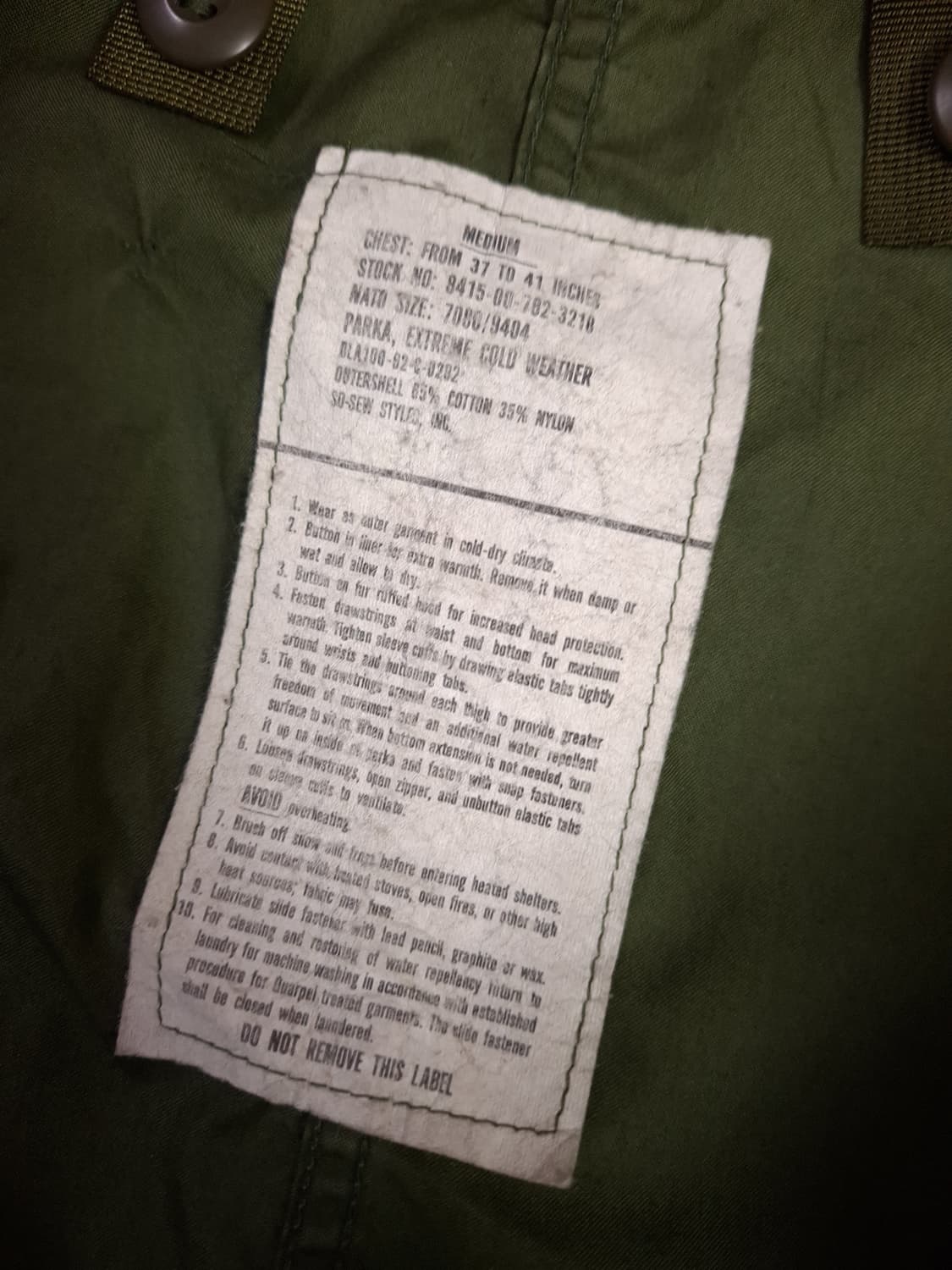 오리지날 미군 M-65 개파카 미듐사이즈 풀셋트 상품이미지5