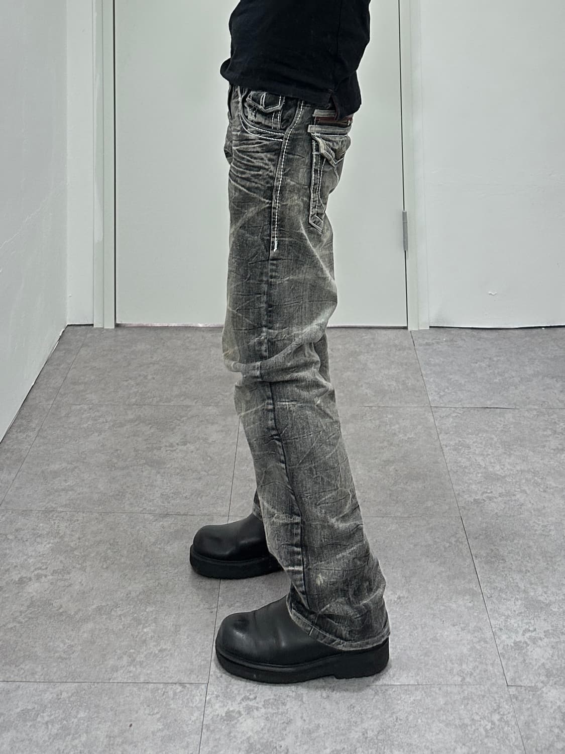 Vintage skull point gray washing jeans 상품이미지2