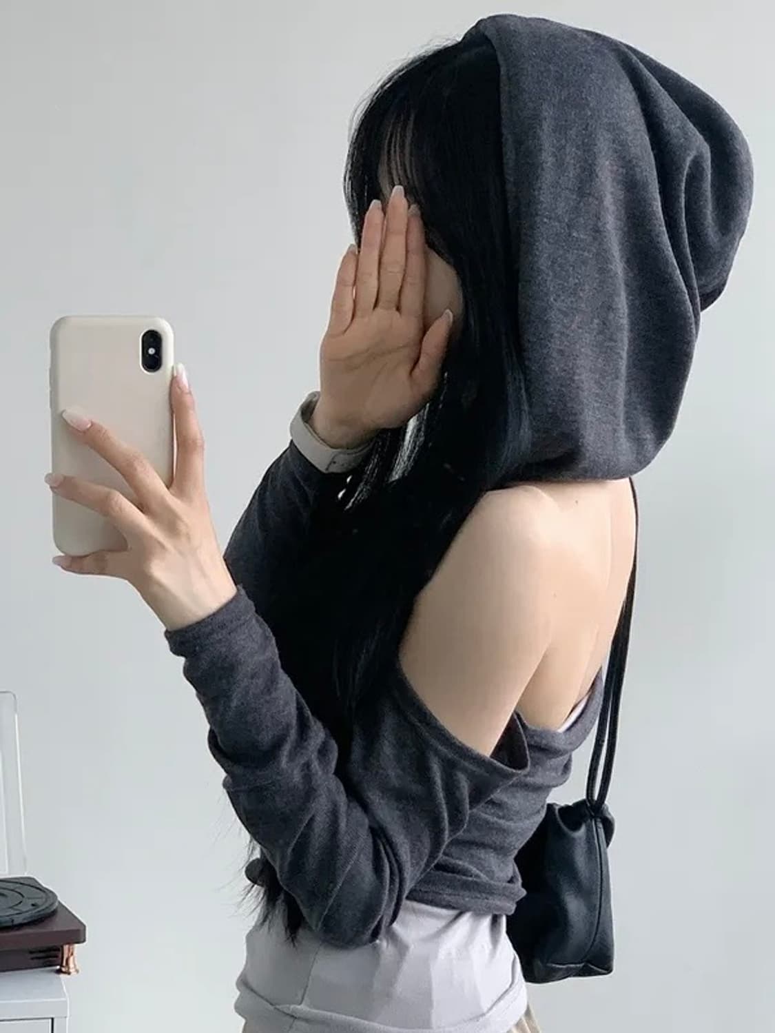 그레이 트임 후드 티셔츠 상품이미지1