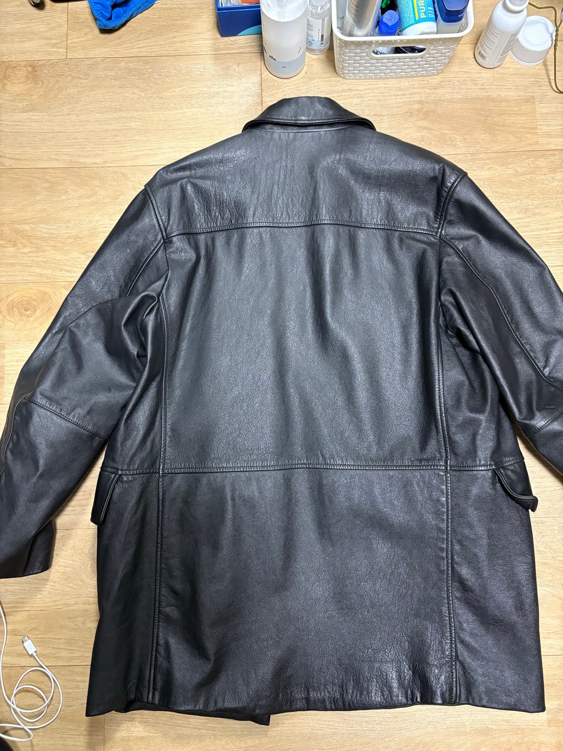 이얼즈어고 워시드 레더 카코트 상품이미지3