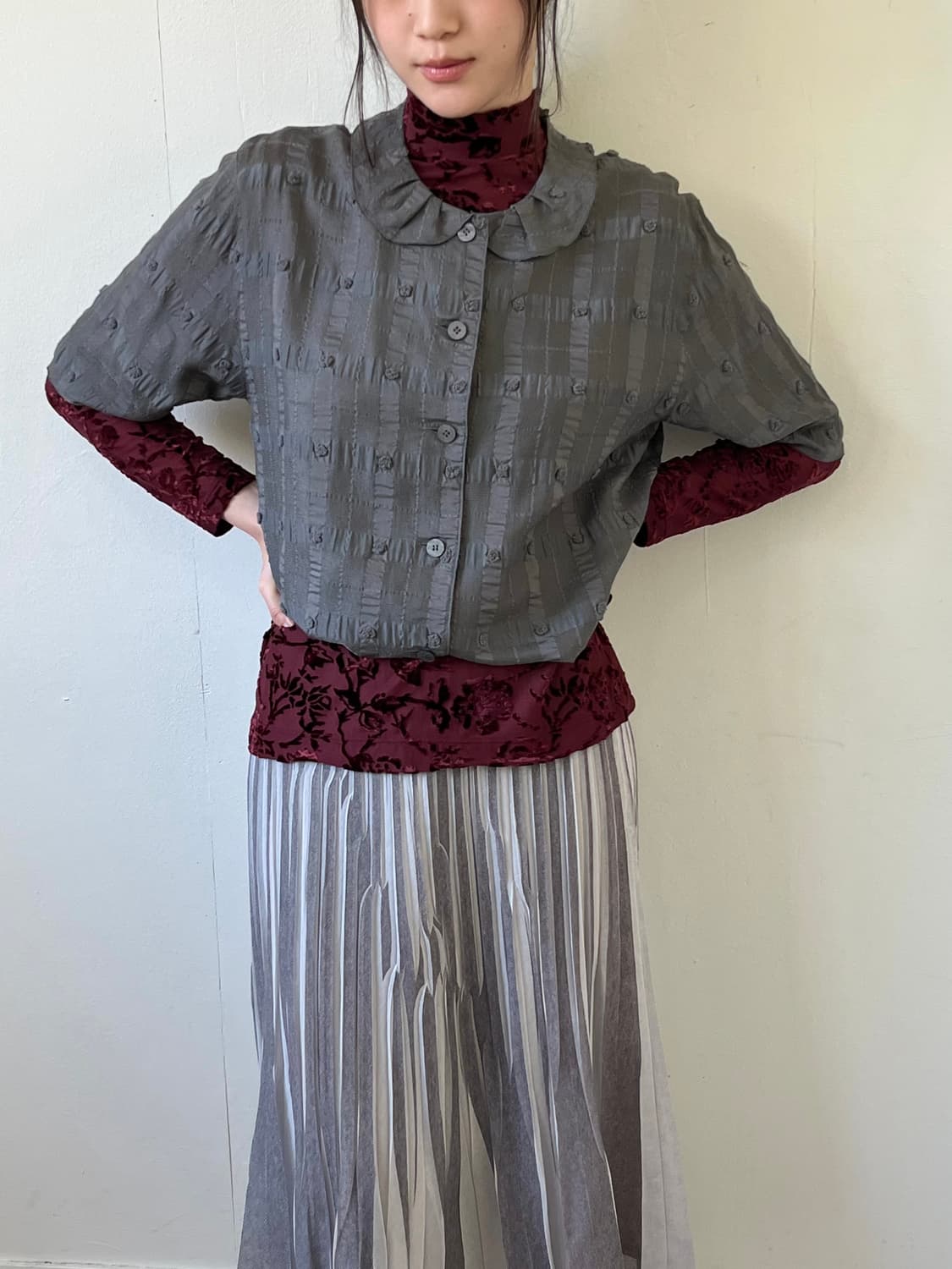 YOKOHAMA MOTOMACHI 도트 블라우스 상품이미지5