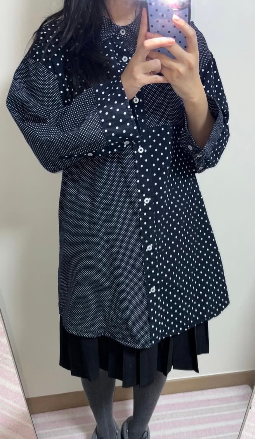 빈티지 도트 셔츠 원피스 상품이미지7