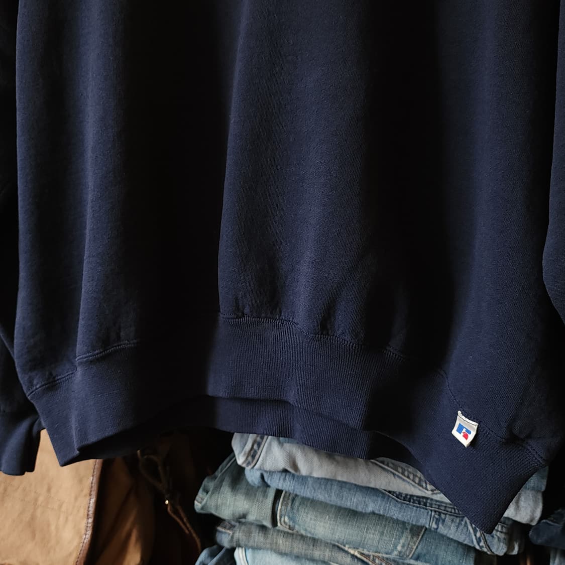 90s 러셀 맨투맨 스웻셔츠 미국 오리지널 빈티지 레터링 네이비 XXL 상품이미지7