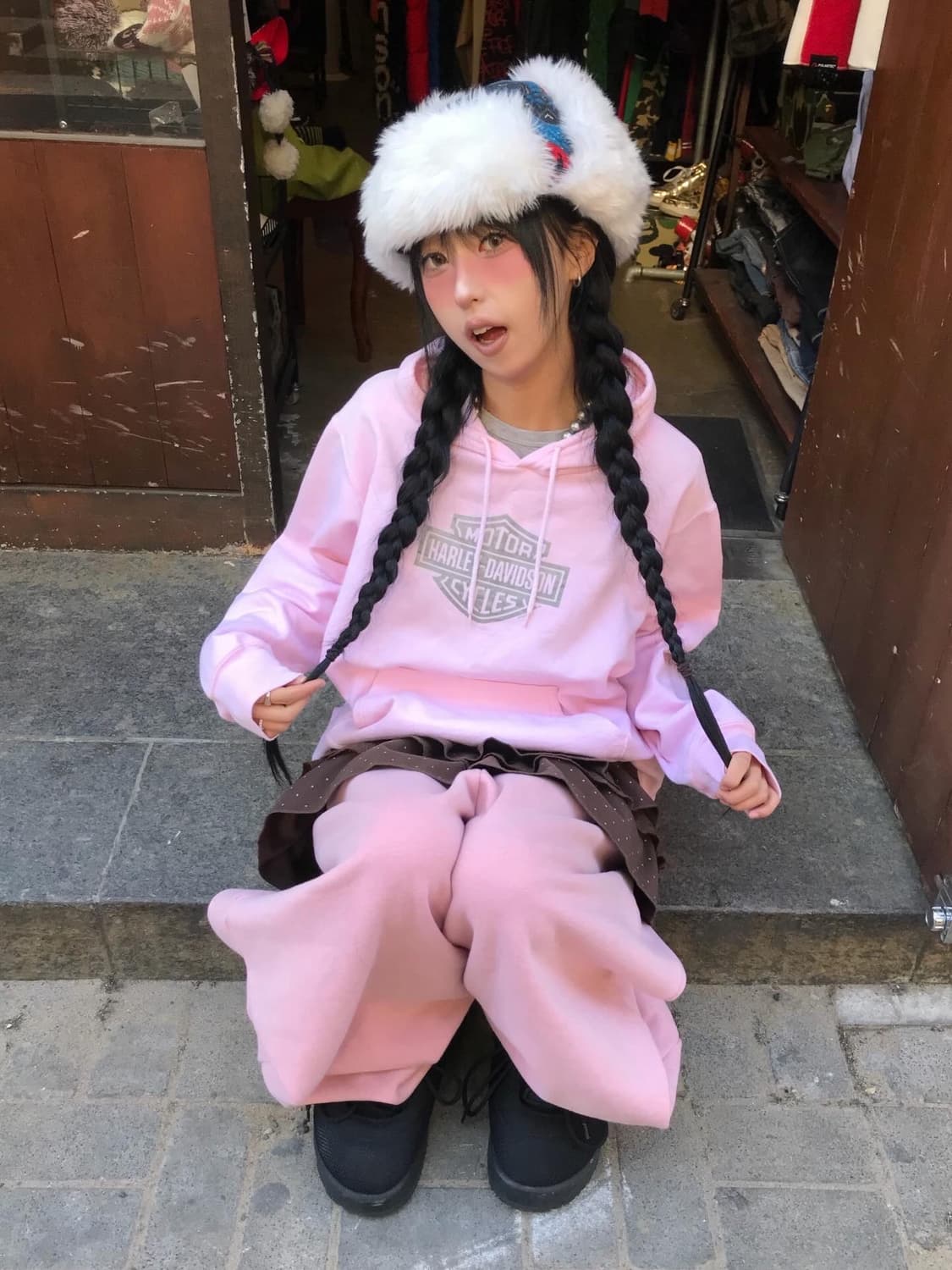 Harley-Davidson BabyPink Hoodie 상품이미지2