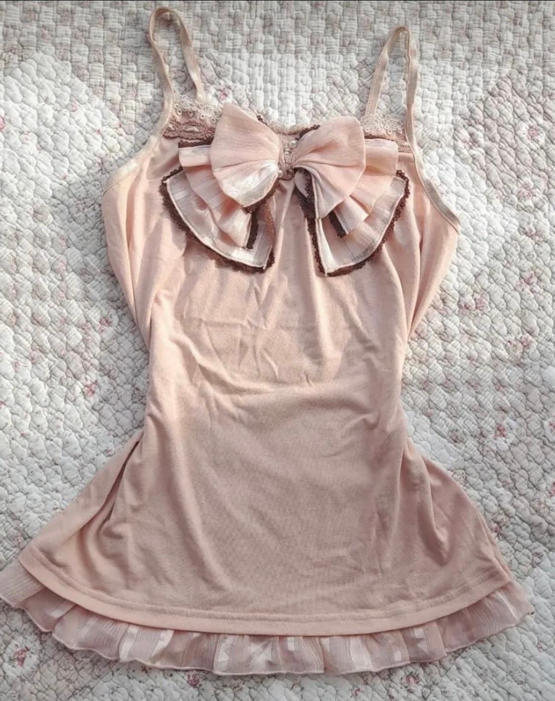 엑시즈팜 핑크 리본 나시 슬리브리스 갸루 모리 상품이미지2