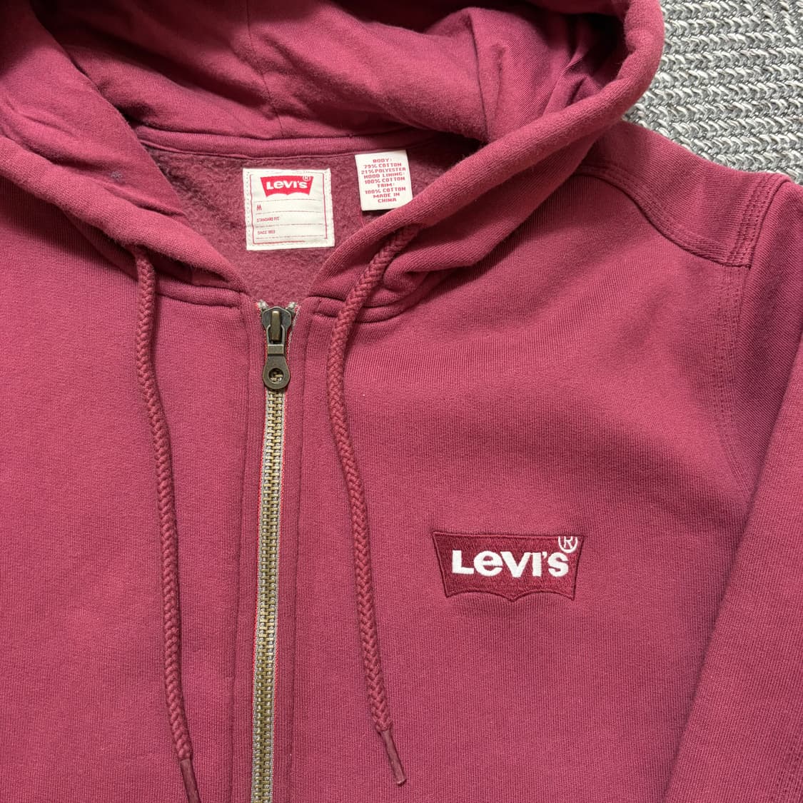 리바이스 버건디 후드집업(M) 상품이미지3