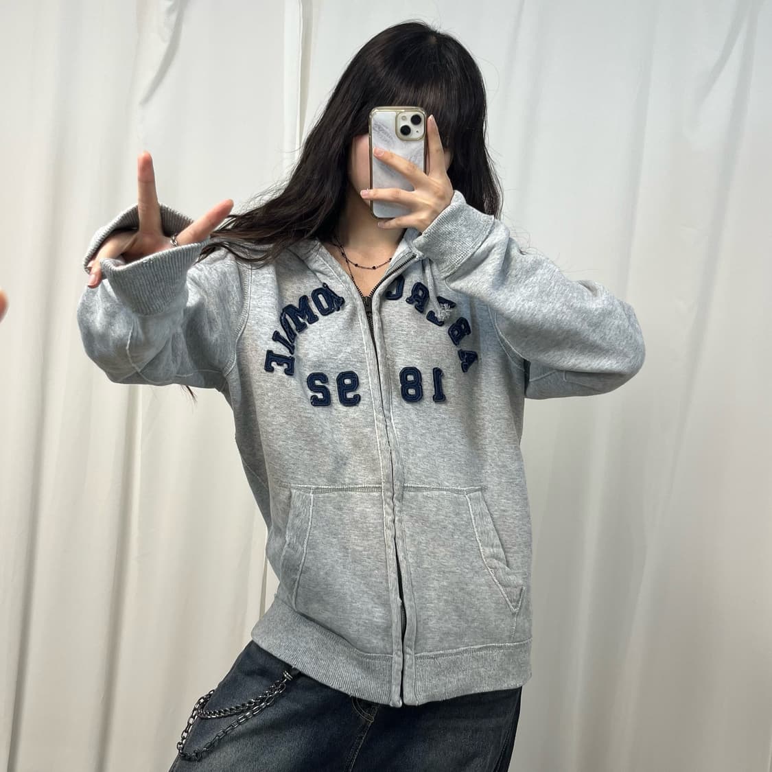 Abercrombie gray hood zip-up 상품이미지2