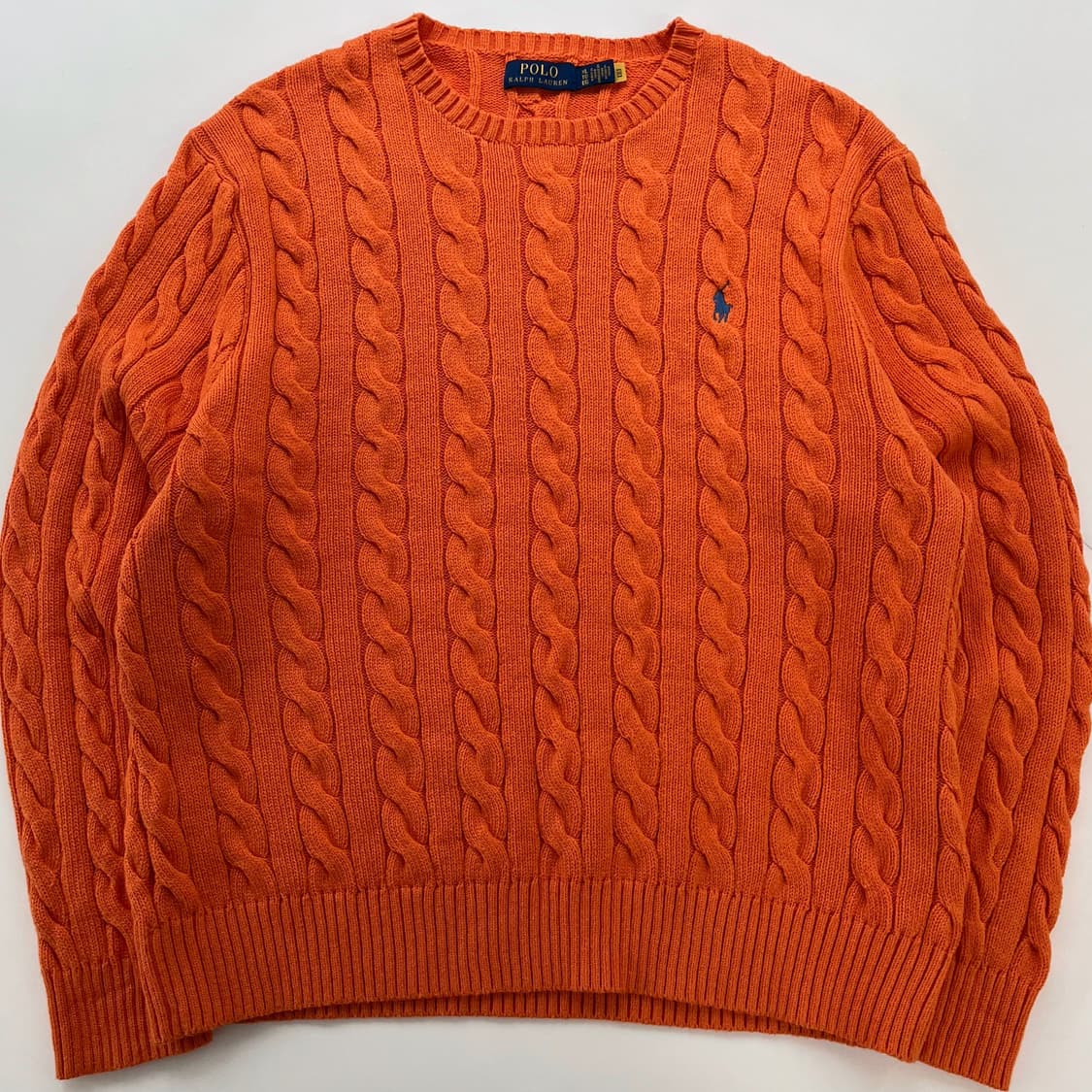 폴로 랄프로렌 오버핏 신형 QR라벨 오렌지 케이블 니트 상품이미지1