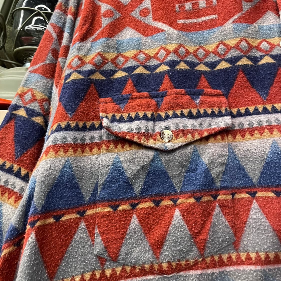 80s 익스프레스 라이더 블랭킷 나바호 패턴 포켓 플란넬 셔츠 N208 상품이미지5
