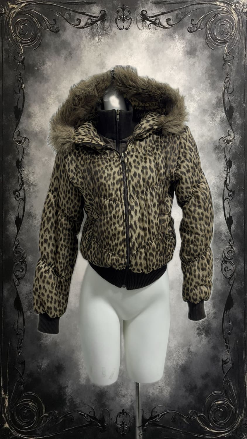 leopard-2way zip-up padded coat 상품이미지1