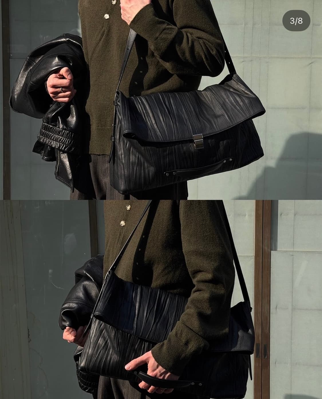 웨이비니스 레더 숄더 크로스백 블랙 상품이미지2